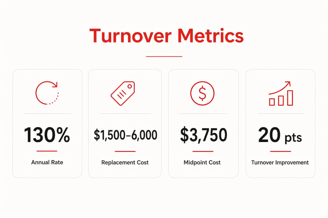 Infographic showing QSR labor turnover key stats