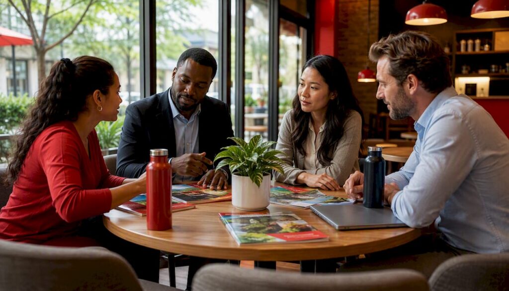 Stakeholders discussing Wendy's sustainability initiatives
