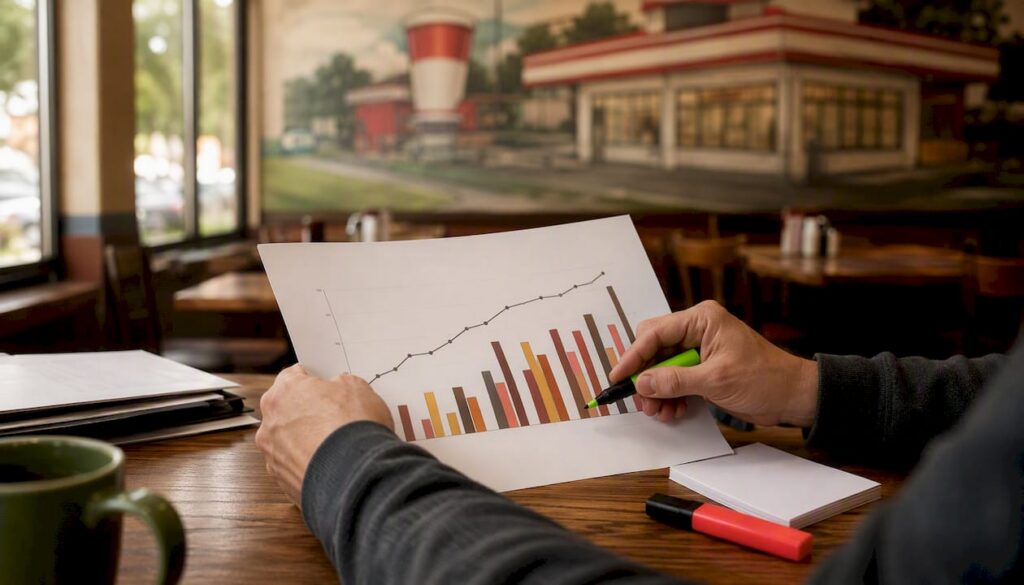 Analyst handling restaurant EBITDA chart