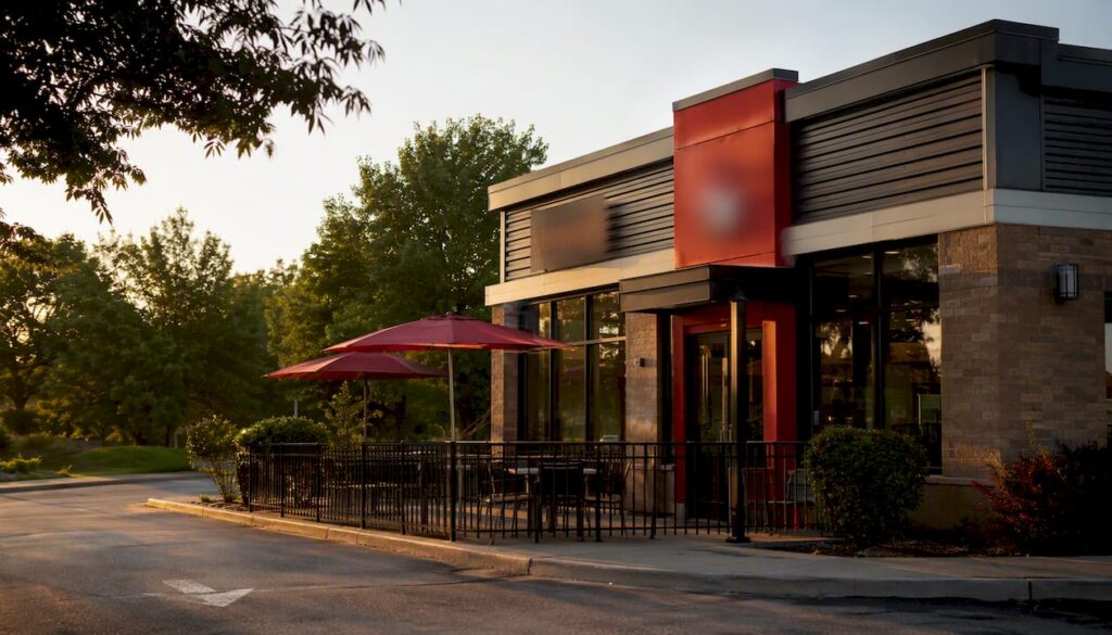 Wendy's restaurant exterior at dawn