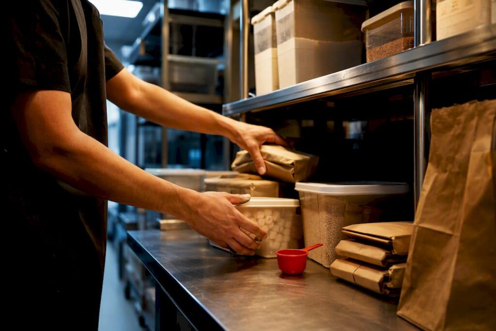 Anonymous restaurant ingredients and paper packaging