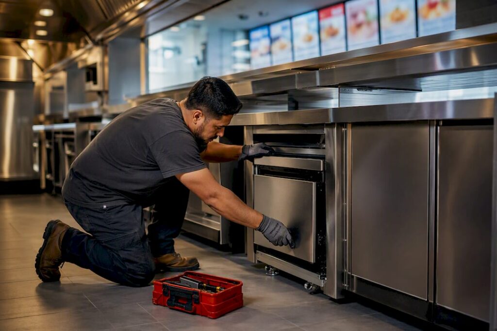 Restaurant kitchen technology installation during remodel